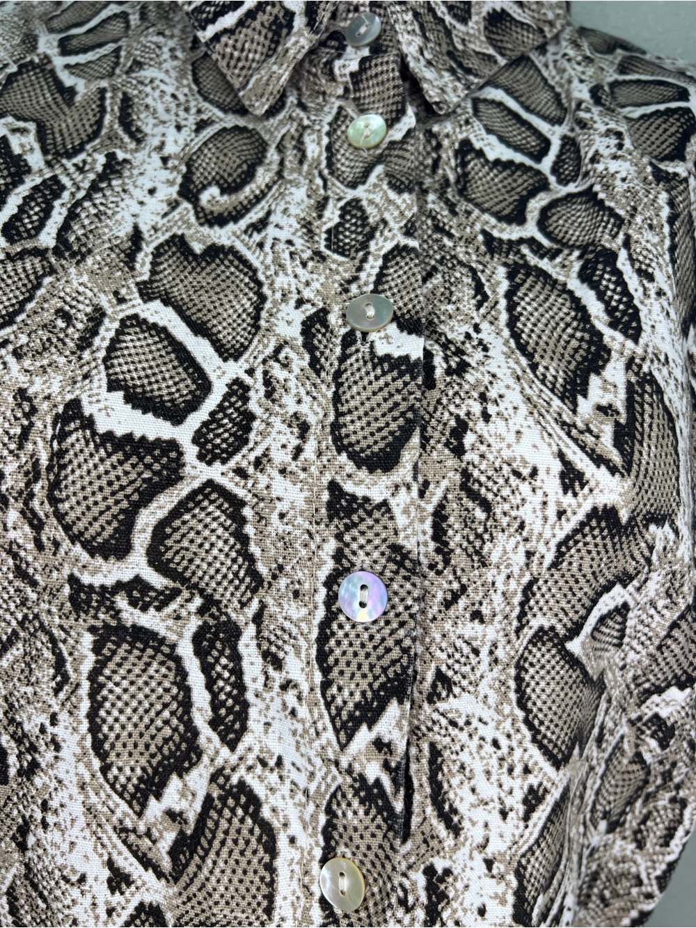 Laura Bianchi XS 100% Linen Snakeskin Print Belted Shirt Dress Made Italy - Picture 4 of 9